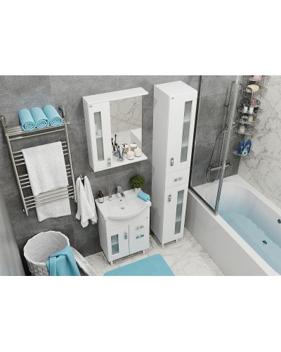 Зеркало со шкафом Onika Кристалл 58.01 205817 с подсветкой Белое