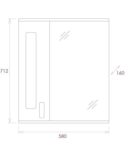 Зеркало со шкафом Onika Кристалл 58.01 205817 с подсветкой Белое