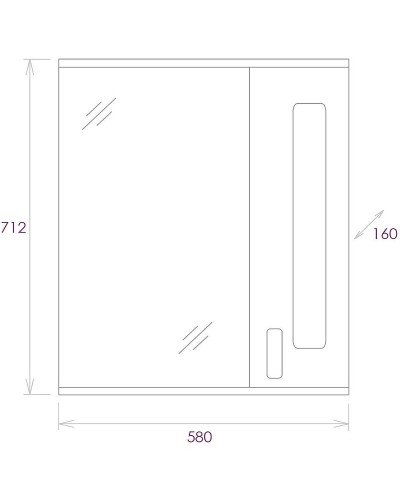 Зеркало со шкафом Onika Кристалл 58.01 205818 с подсветкой Белое