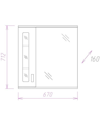 Зеркало со шкафом Onika Кристалл 67.02 206705 с подсветкой Белое