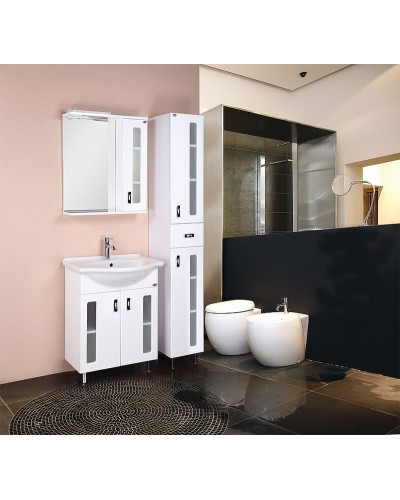 Зеркало со шкафом Onika Кристалл 67.02 206706 с подсветкой Белое