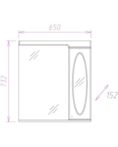 Зеркало со шкафом Onika Кристи 65.01 206536 с подсветкой Белое