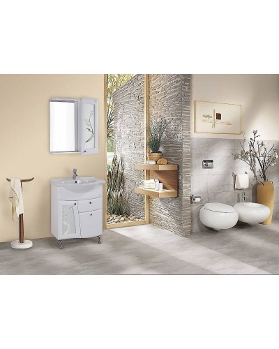 Зеркало со шкафом Onika Валенсия 65.01 R 206532 с подсветкой Белое