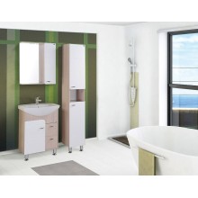 Зеркало со шкафом Onika Стиль 58.01 R 205833 с подсветкой Белое Ясень шимо светлый