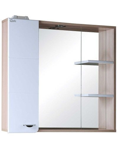 Зеркало со шкафом Onika Стиль 75.01 L 207519 с подсветкой Белое Ясень шимо светлый