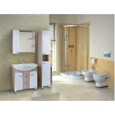 Зеркало со шкафом Onika Стиль 75.01 L 207519 с подсветкой Белое Ясень шимо светлый