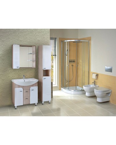 Зеркало со шкафом Onika Стиль 75.01 L 207519 с подсветкой Белое Ясень шимо светлый