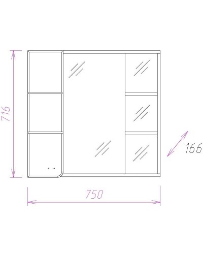 Зеркало со шкафом Onika Стиль 75.01 L 207519 с подсветкой Белое Ясень шимо светлый