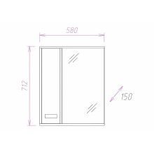 Зеркало со шкафом Onika Гамма 58.01 L 205827 с подсветкой Венге луизиана Ясень шимо светлый
