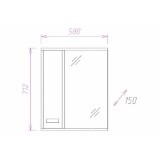 Зеркало со шкафом Onika Гамма 58.01 L 205827 с подсветкой Венге луизиана Ясень шимо светлый
