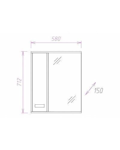 Зеркало со шкафом Onika Гамма 58.01 L 205827 с подсветкой Венге луизиана Ясень шимо светлый