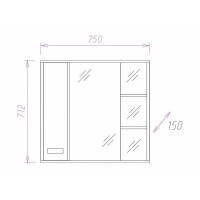 Зеркало со шкафом Onika Гамма 75.01 L 207518 с подсветкой Венге луизиана Ясень шимо светлый