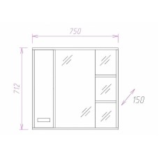 Зеркало со шкафом Onika Гамма 75.01 L 207518 с подсветкой Венге луизиана Ясень шимо светлый