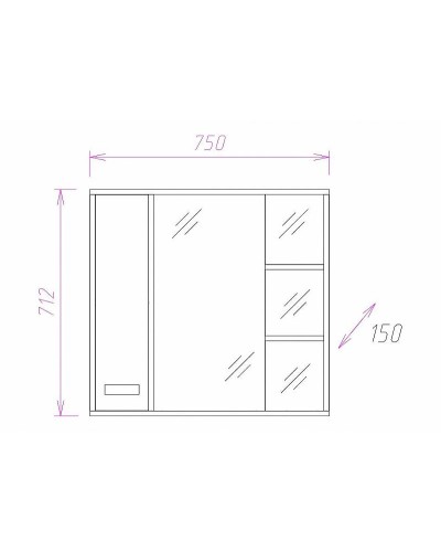 Зеркало со шкафом Onika Гамма 75.01 L 207518 с подсветкой Венге луизиана Ясень шимо светлый