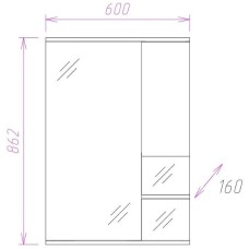 Зеркало со шкафом Onika Элита 60.01 R 206022 с подсветкой Олива Белая