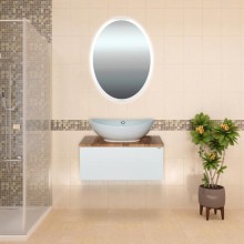 4 Неон - Зеркало LED 600х800 сенсор на корпусе (овальное)