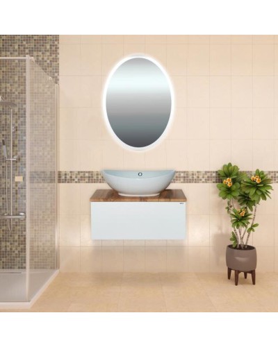 4 Неон - Зеркало LED 600х800 сенсор на корпусе (овальное)