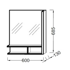 Зеркало Jacob Delafon Terrace 60 R EB1180D-NF с подсветкой Белое Древесное с сенсорным выключателем