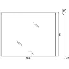 Зеркало BelBagno SPC-UNO-1000-800-TCH с подсветкой с сенсорным выключателем
