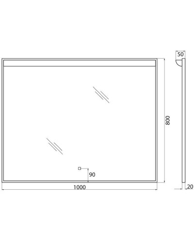 Зеркало BelBagno SPC-UNO-1000-800-TCH с подсветкой с сенсорным выключателем
