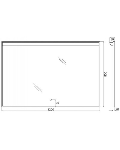 Зеркало BelBagno SPC-UNO-1200-800-TCH с подсветкой с сенсорным выключателем