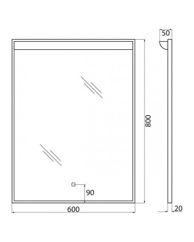 Зеркало BelBagno SPC-UNO-600-800-TCH с подсветкой с сенсорным выключателем