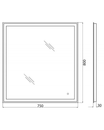 Зеркало BelBagno SPC-GRT-750-800-LED-TCH с подсветкой с сенсорным выключателем