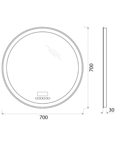 Зеркало BelBagno SPC-RNG-700-LED-TCH-RAD с подсветкой с сенсорным выключателем с bluetooth с термометром с радио