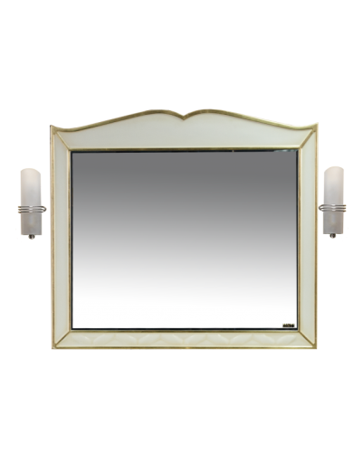 Анжелика -100 Зеркало бежевое сусальное золото  со светильниками