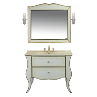 Анжелика -100 Зеркало бежевое сусальное золото  со светильниками