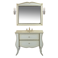 Анжелика -100 Зеркало бежевое сусальное золото  со светильниками