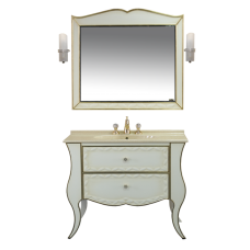 Анжелика -100 Зеркало бежевое сусальное золото  со светильниками