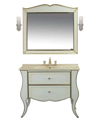 Анжелика -100 Зеркало бежевое сусальное золото  со светильниками