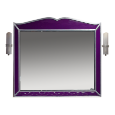 Анжелика -100 Зеркало сиреневое  сусальное серебро со светильниками