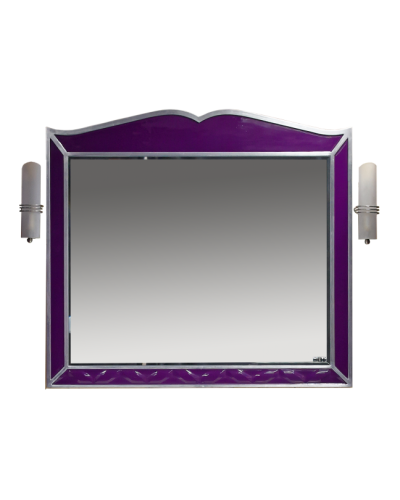 Анжелика -100 Зеркало сиреневое  сусальное серебро со светильниками