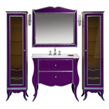 Анжелика -100 Зеркало сиреневое  сусальное серебро со светильниками