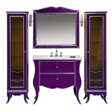 Анжелика -100 Зеркало сиреневое  сусальное серебро со светильниками