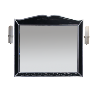 Анжелика -100 Зеркало черное  сусальное серебро со светильниками