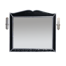 Анжелика -100 Зеркало черное  сусальное серебро со светильниками