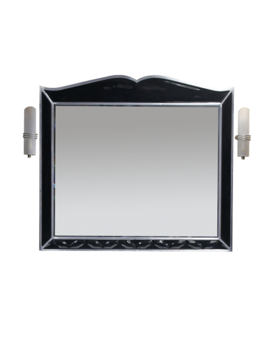 Анжелика -100 Зеркало черное  сусальное серебро со светильниками