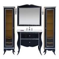 Анжелика -100 Зеркало черное  сусальное серебро со светильниками