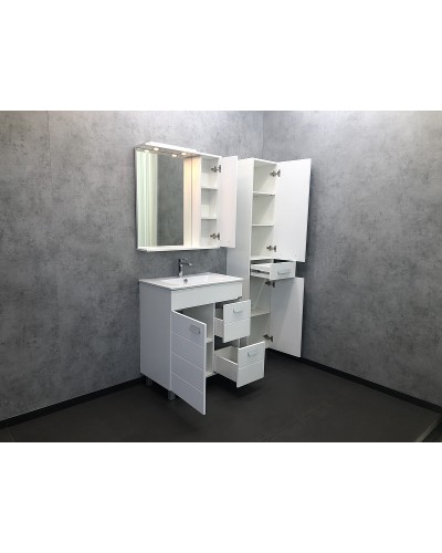 Зеркало со шкафом Comforty Модена М-75 00-00001640 с подсветкой Белое матовое