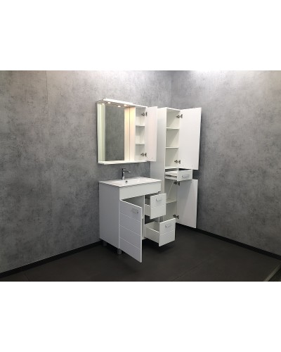 Зеркало со шкафом Comforty Модена М-75 00-00001640 с подсветкой Белое матовое