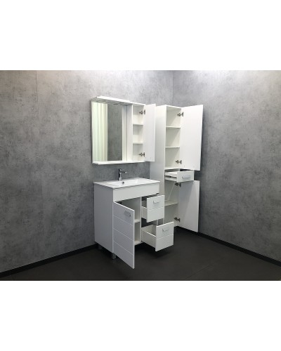 Зеркало со шкафом Comforty Модена М-75 00-00001640 с подсветкой Белое матовое