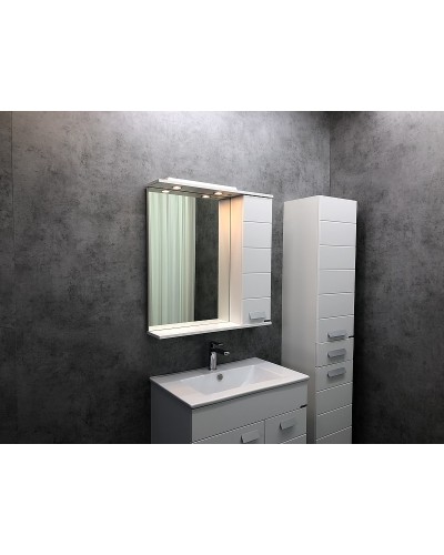 Зеркало со шкафом Comforty Модена М-75 00-00001640 с подсветкой Белое матовое