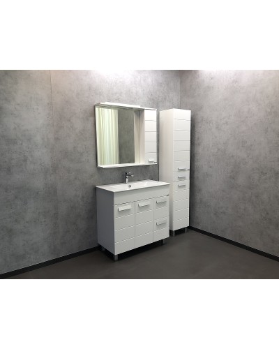 Зеркало со шкафом Comforty Модена М-90 00-00001641 с подсветкой Белое матовое