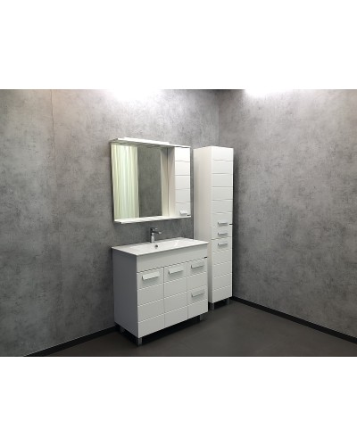 Зеркало со шкафом Comforty Модена М-90 00-00001641 с подсветкой Белое матовое