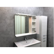 Зеркало со шкафом Comforty Модена М-90 00-00001641 с подсветкой Белое матовое