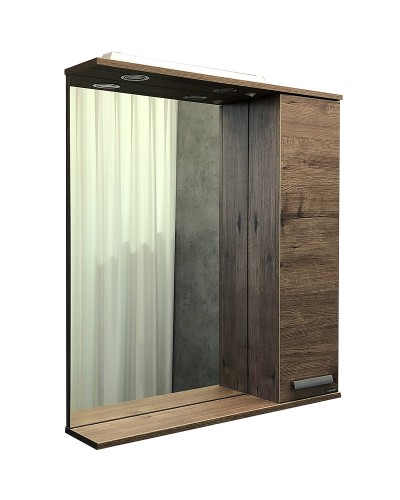 Зеркало со шкафом Comforty Марио 75 00-00004159 с подсветкой Дуб темный
