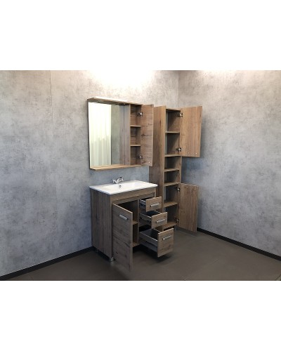 Зеркало со шкафом Comforty Марио 75 00-00004159 с подсветкой Дуб темный